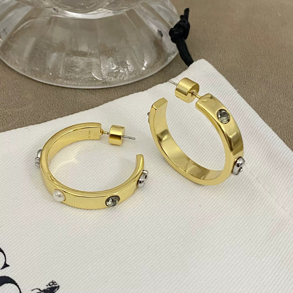Coach Rhinestone Letter Metal Earrings - Picture 2 of 6